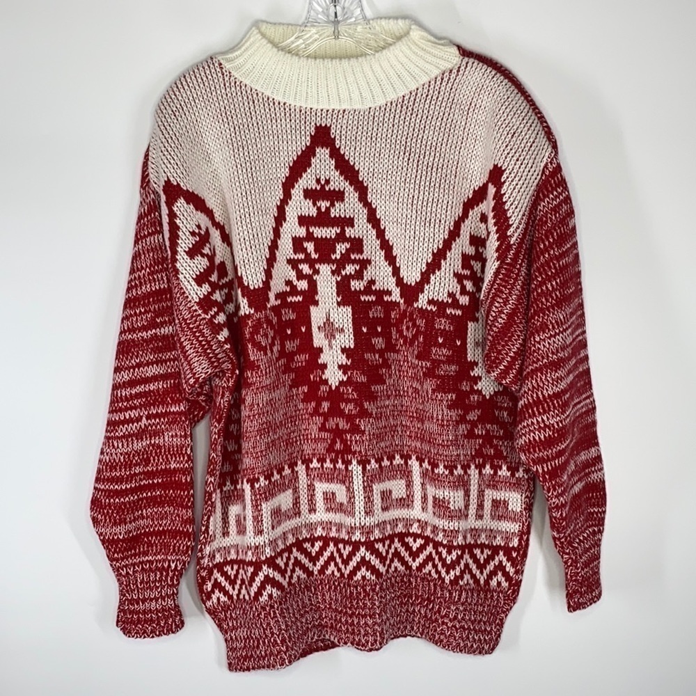Vintage Together Red & White Sweater Size Large USA Made
